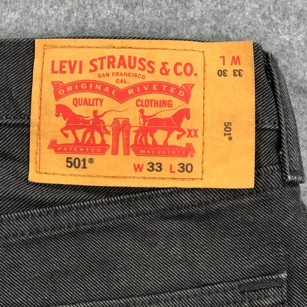 Levis 501 Mens Jeans 33x30 (fits 33x29) Gray Dark Wash Classic Button Fly Cotton